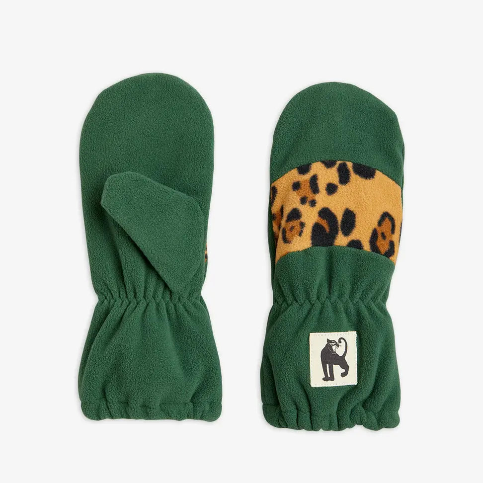 Fleece Mittens Stripe - Green