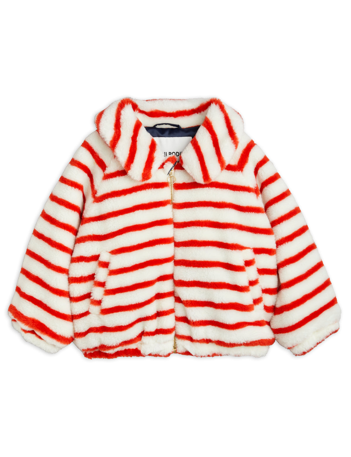 angry cat stripe application faux fur jacket - multi