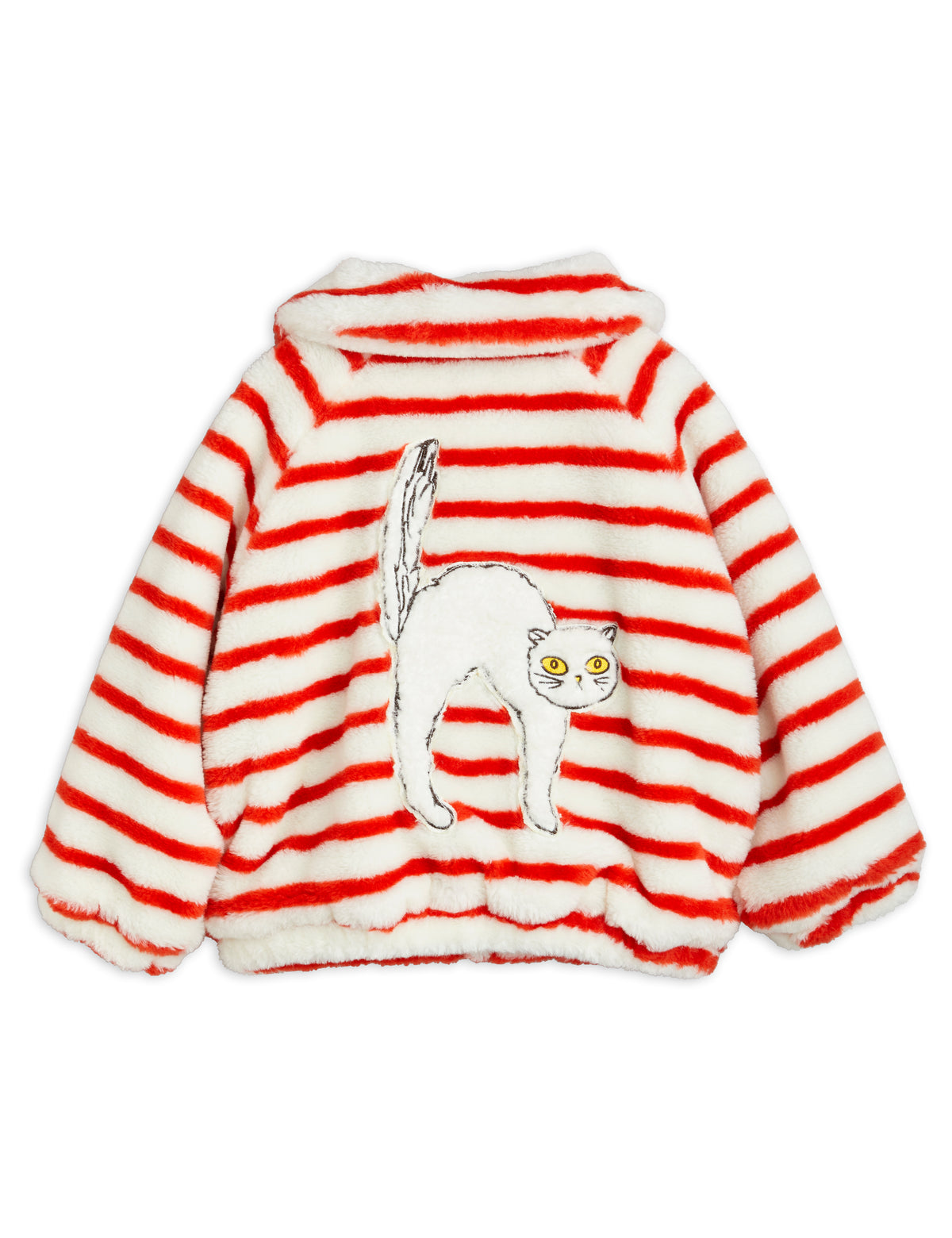 angry cat stripe application faux fur jacket - multi