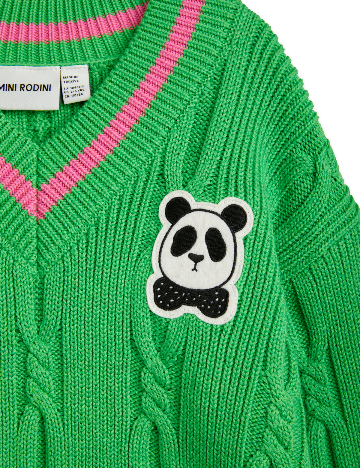 Panda Knitted v-neck Sweater - Green