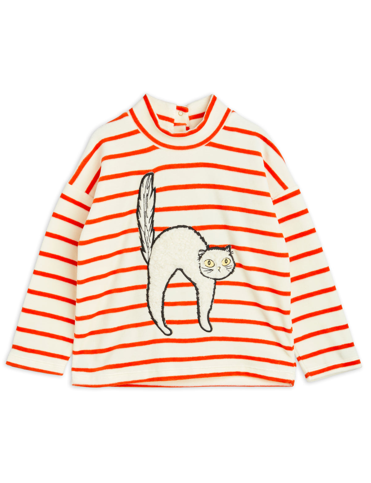 angry cat stripe application velour sweatshirt - multi