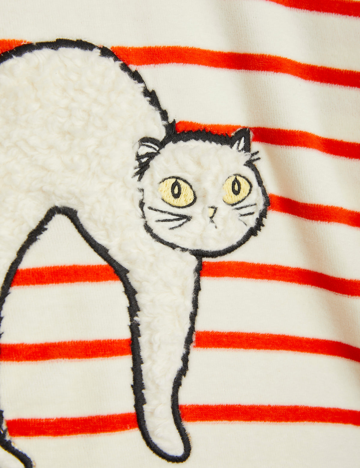 angry cat stripe application velour sweatshirt - multi