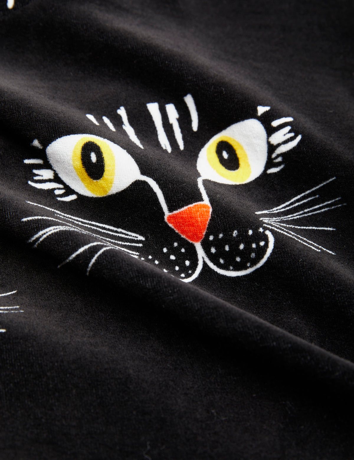 cat face aop velour sweater - black