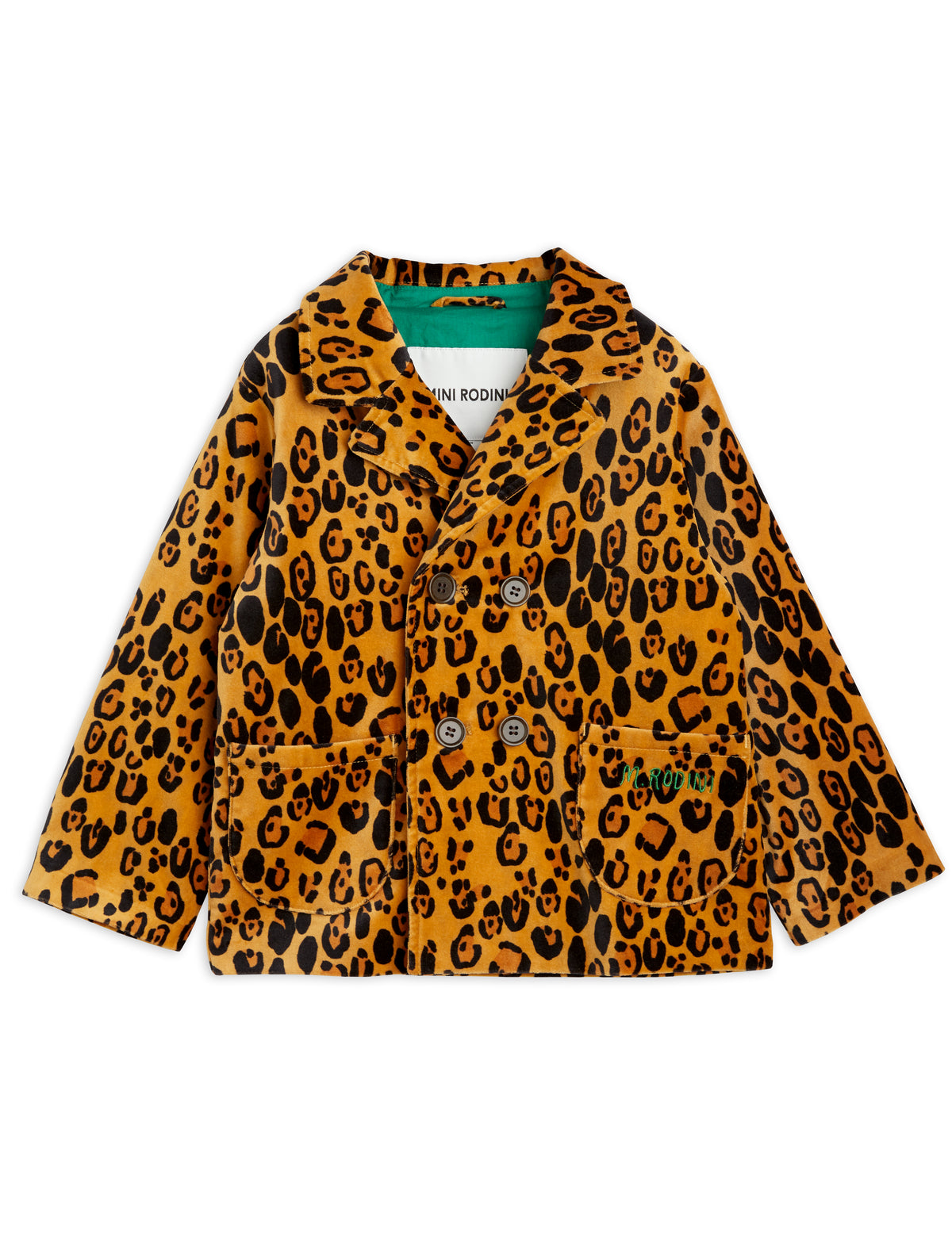 Leopard aop Velvet Blazer - Brown