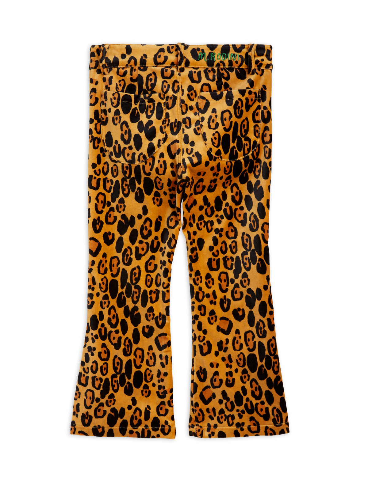 Leopard aop Velvet Flared Trousers - Brown