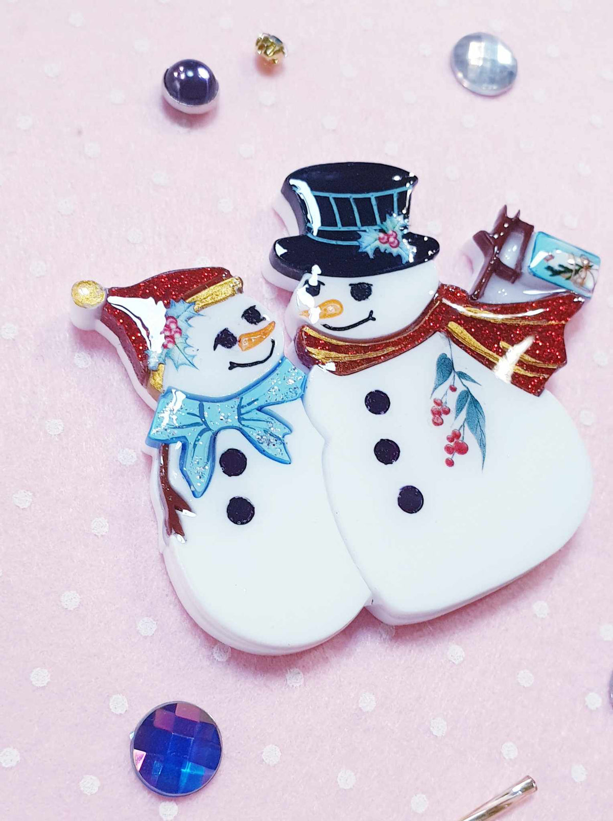 Mr. &amp; Mrs. Snowman Brooch