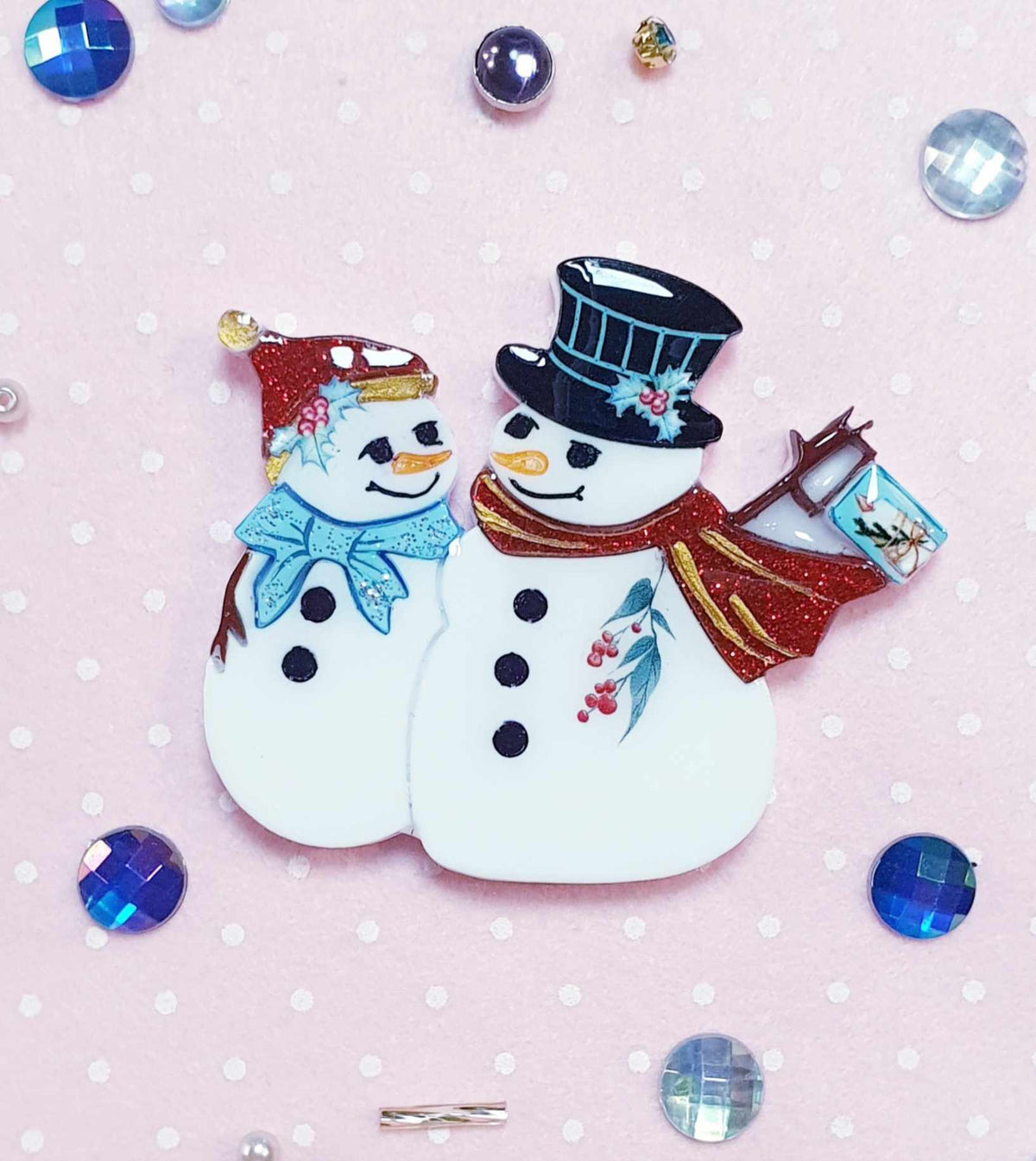 Mr. &amp; Mrs. Snowman Brooch