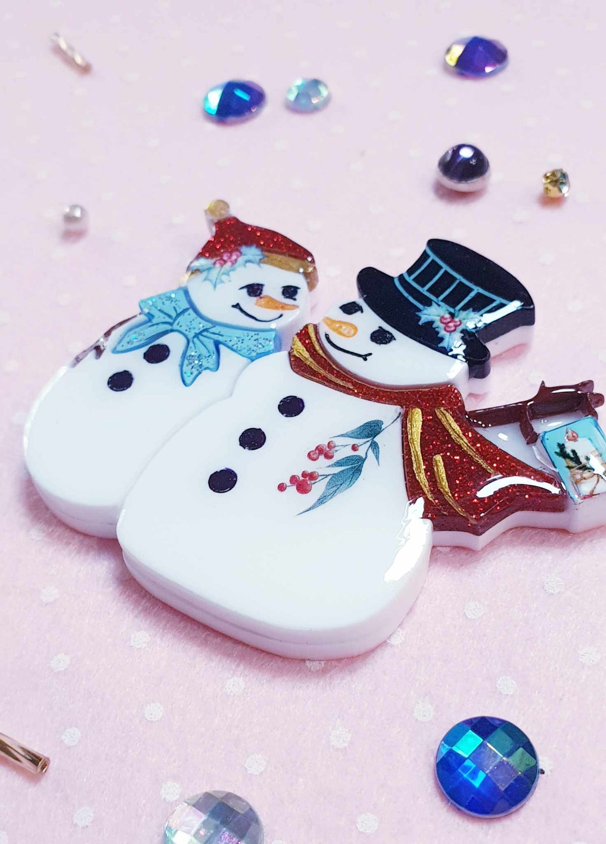 Mr. &amp; Mrs. Snowman Brooch