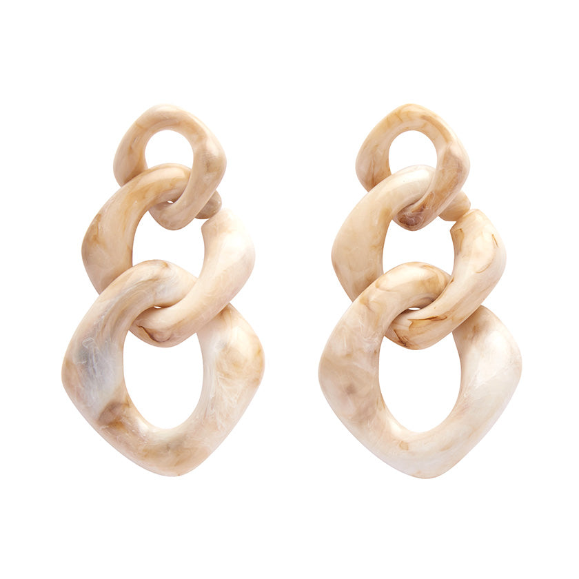 Erstwilder x Iris Apfel Statement Marble  Chain Earrings Cream