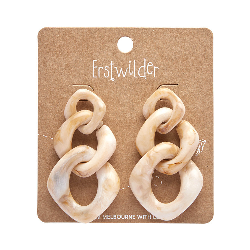 Erstwilder x Iris Apfel Statement Marble  Chain Earrings Cream