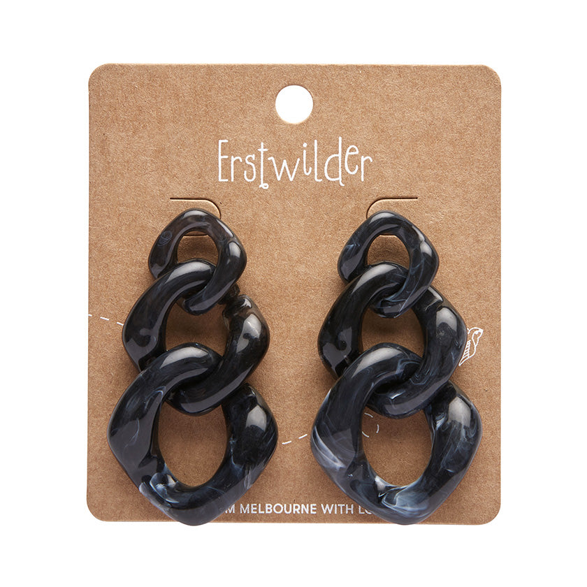 Erstwilder x Iris Apfel Statement Marble  Chain Earrings Black