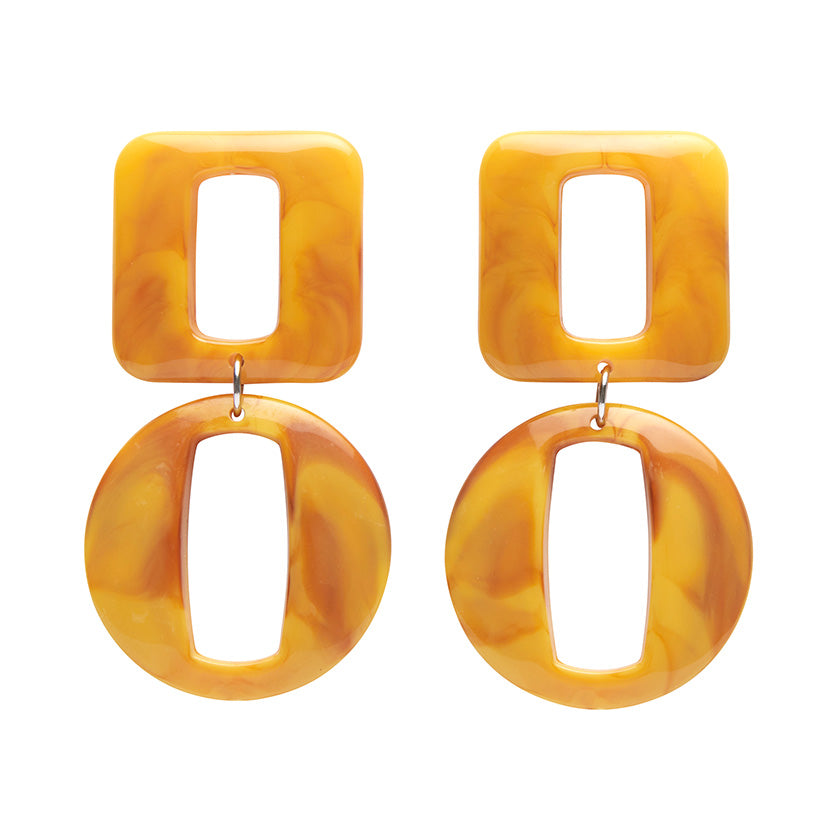 Erstwilder x Iris Apfel Statement Marble Chunky Drop Earrings Mustard