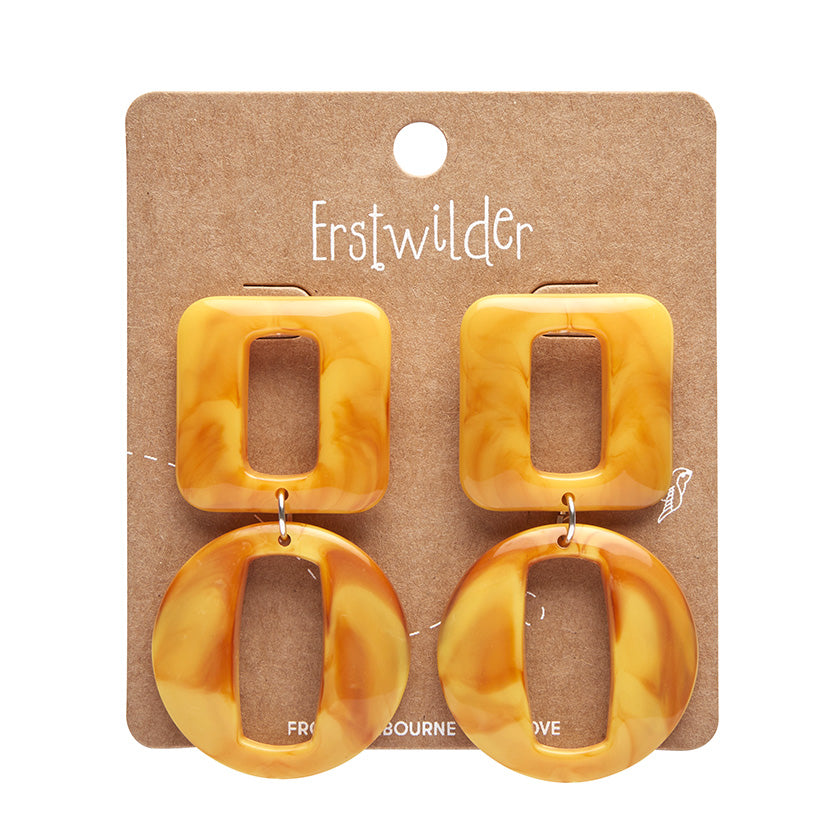 Erstwilder x Iris Apfel Statement Marble Chunky Drop Earrings Mustard