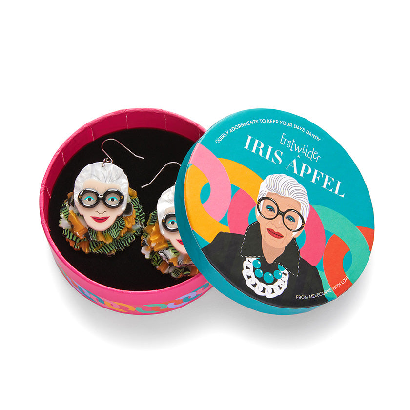 Erstwilder x Iris Apfel Adorned in Feathers Iris Drop Earrings