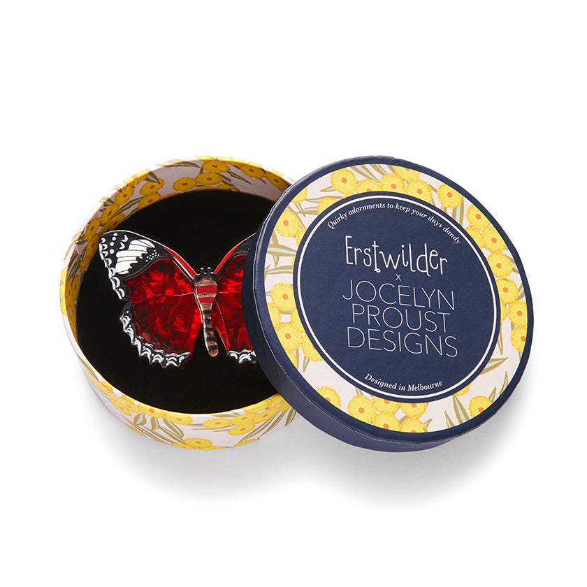 Wings Laced in Red Brooch