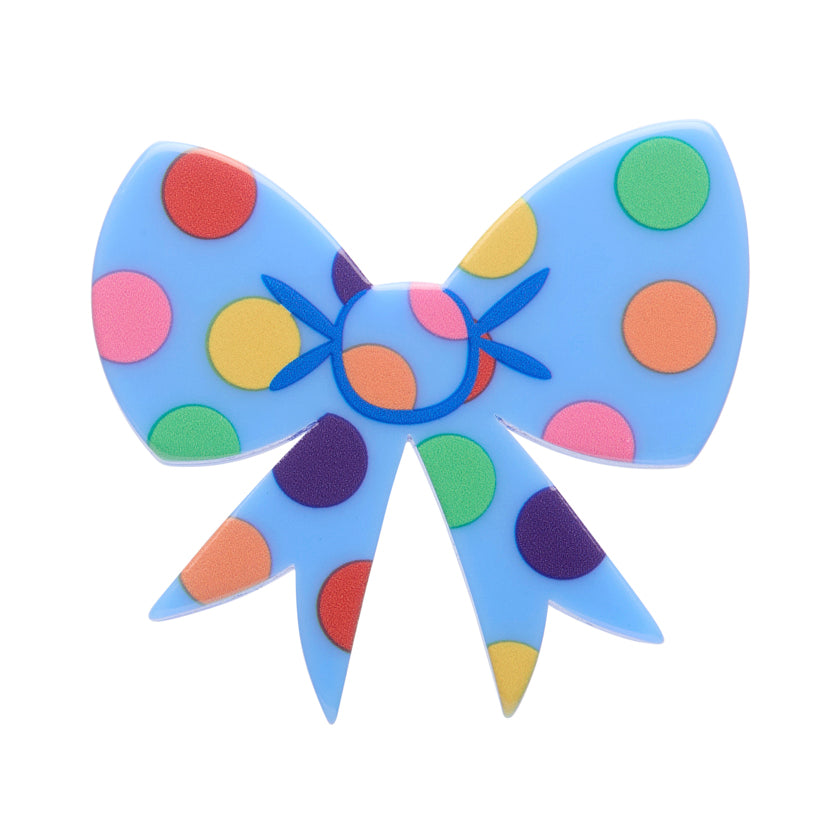 Polka Dot Bow Simplified Mini Brooch – Blue