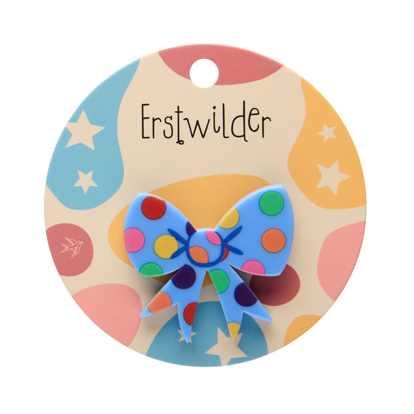 Polka Dot Bow Simplified Mini Brooch – Blue