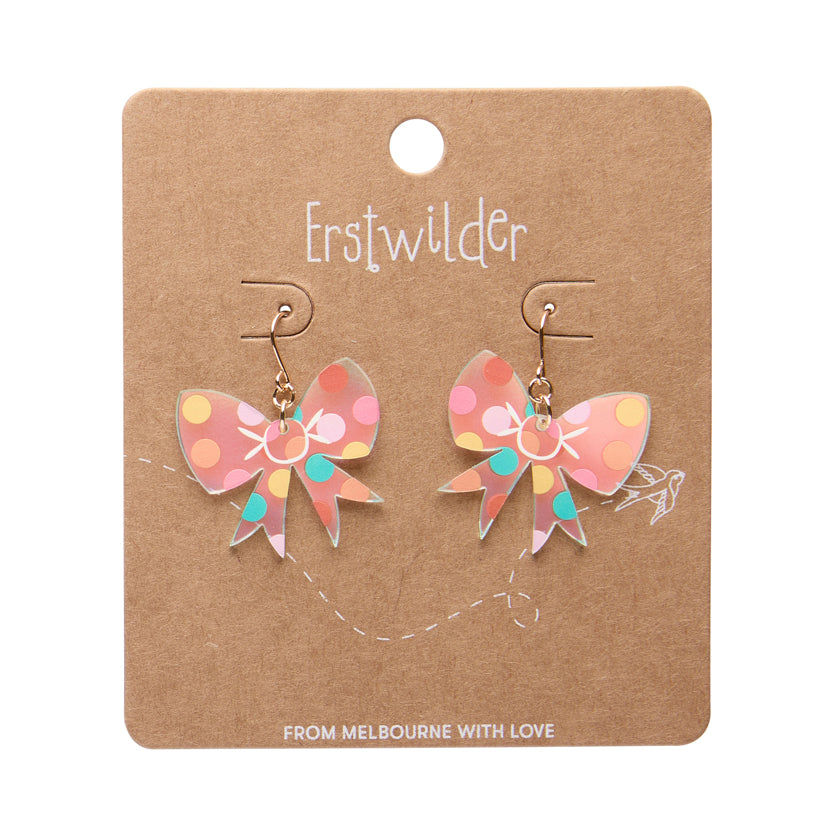 Polka Dot Bow Drop Earrings – Iridescent