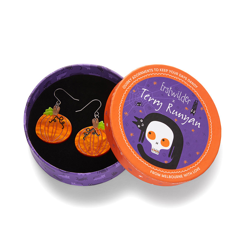 Terry Runyan Midnight Magic Pumpkin Drop Earrings