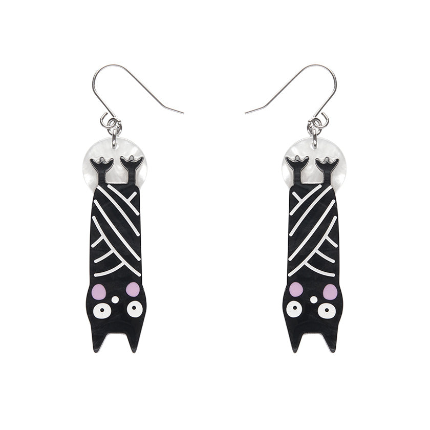 Terry Runyan Halloween Hang-up Bat Drop Earrings