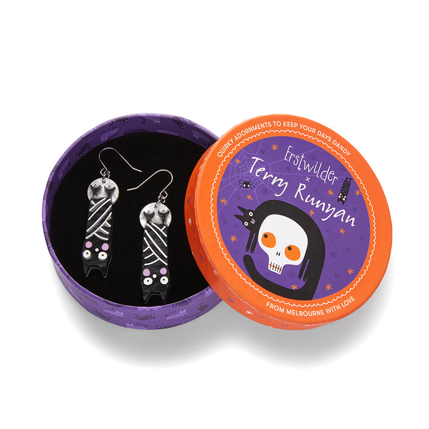 Terry Runyan Halloween Hang-up Bat Drop Earrings