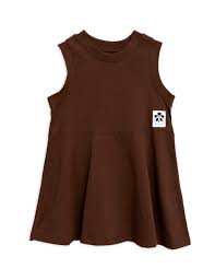solid cotton Tank Dress brown