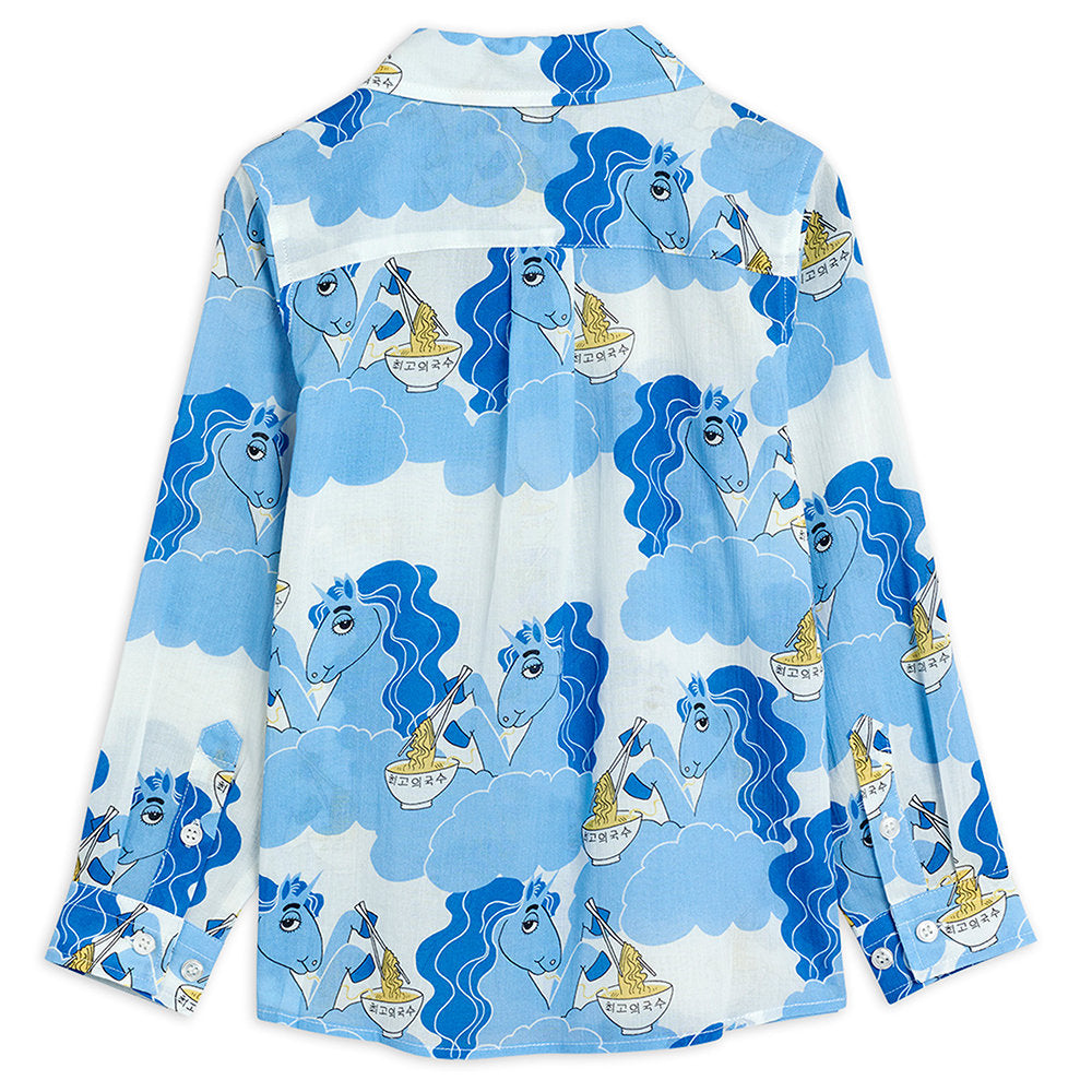 Unicorn Noodles Woven LS Shirt blue
