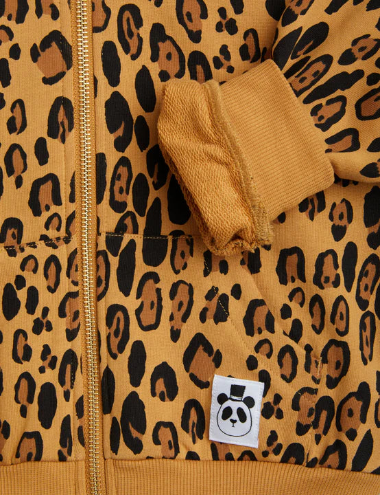Basic Leopard Zip Hoodie - beige