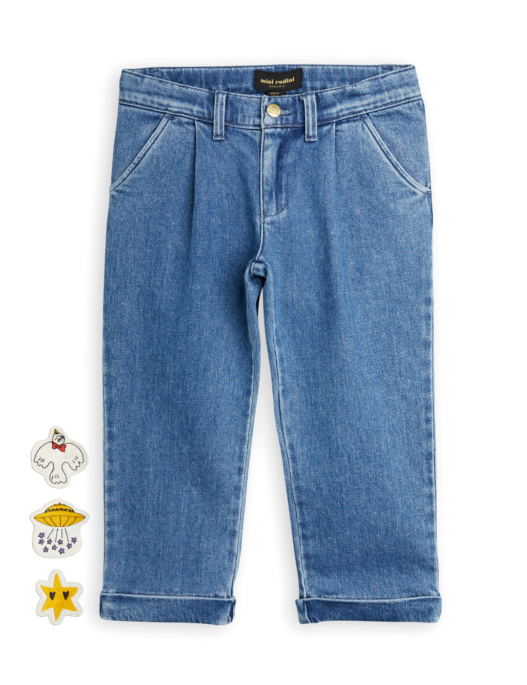 Denim Chinos blue - patches of Ufo, Star and Dove!