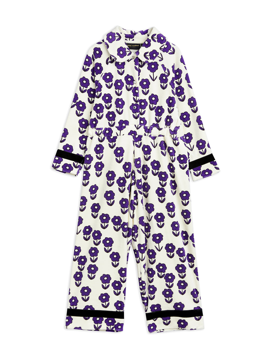 Spaceflower Velour Playsuit offwhite