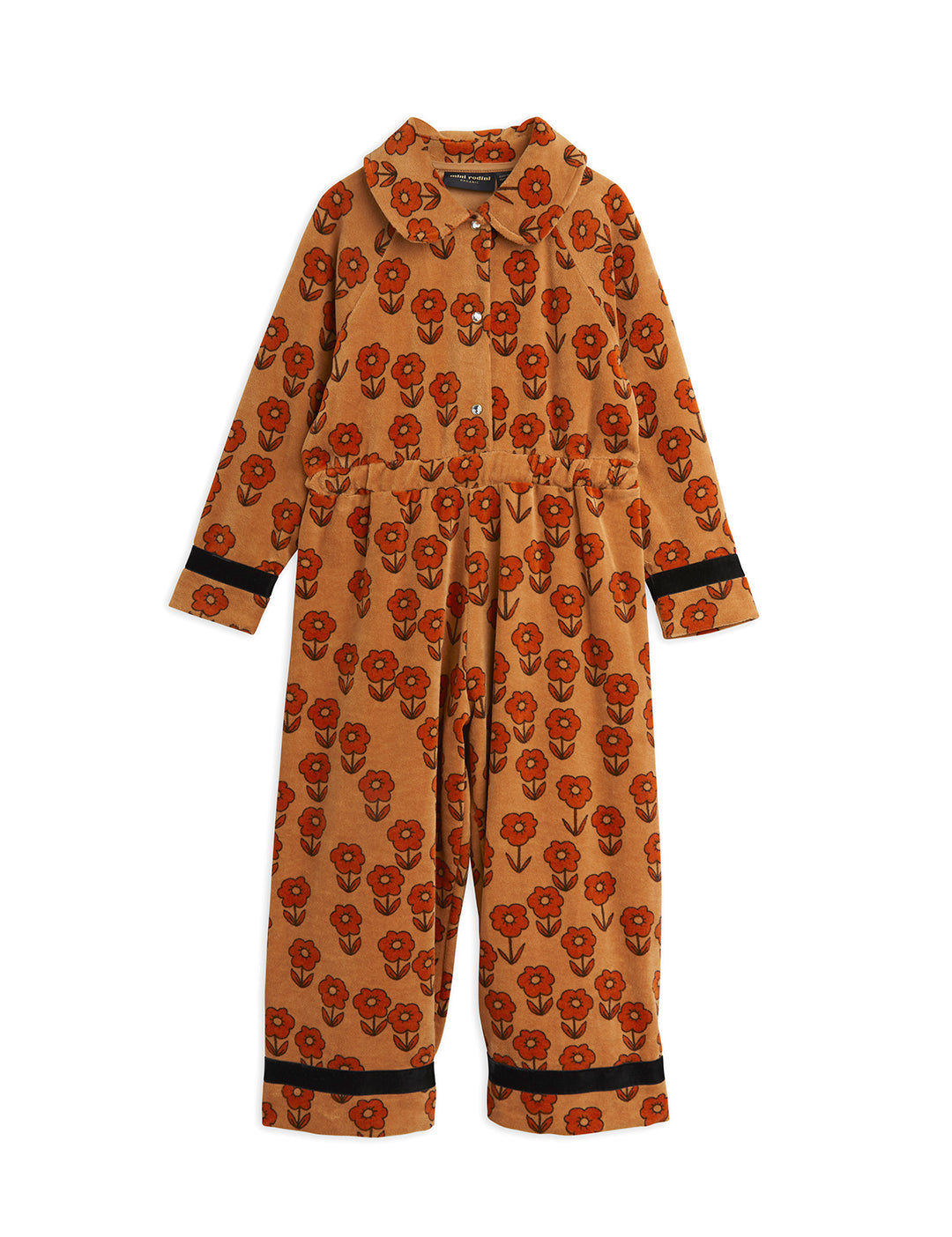 Spaceflower Velour Playsuit Brown