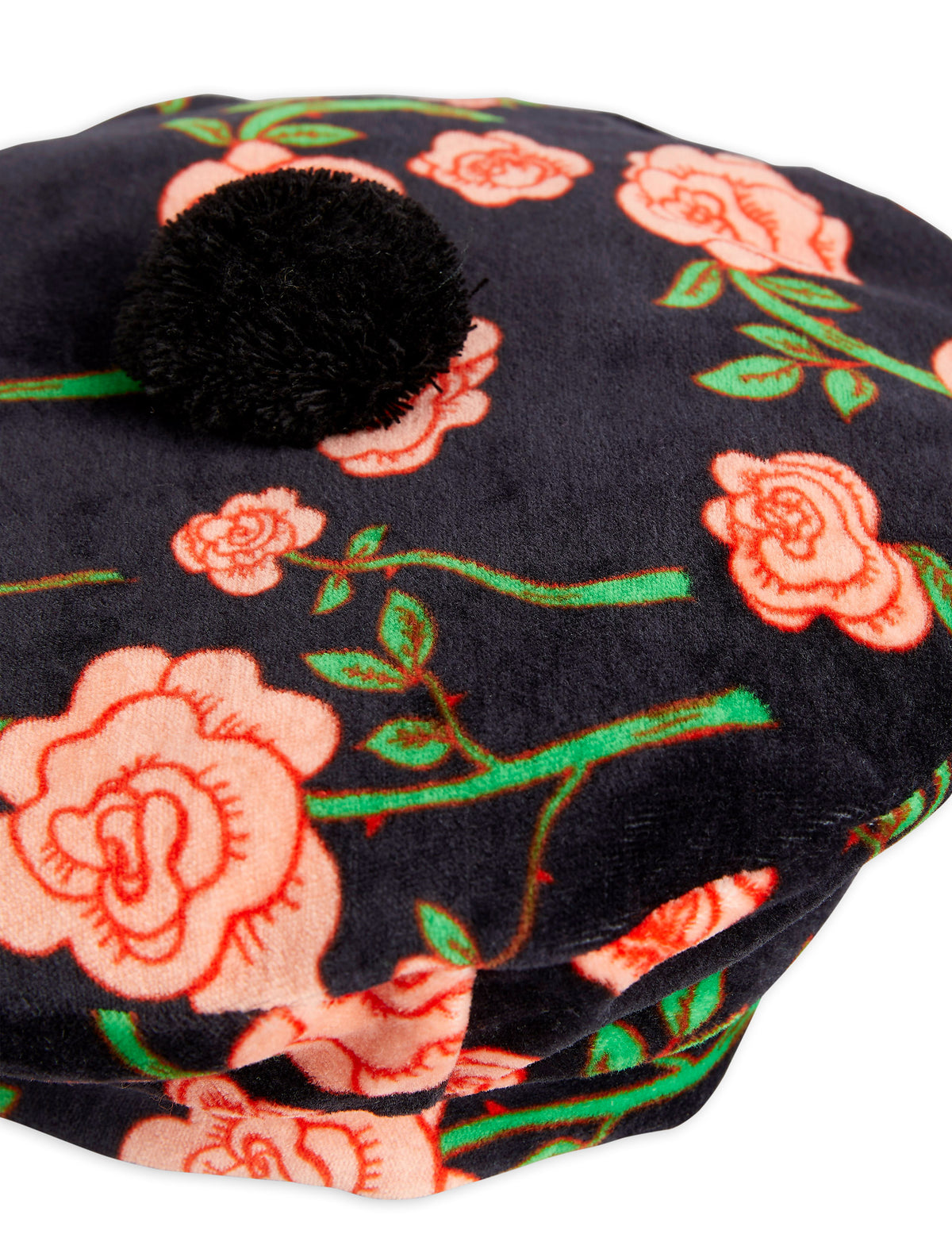 Roses Pom Pom Beret vka Black