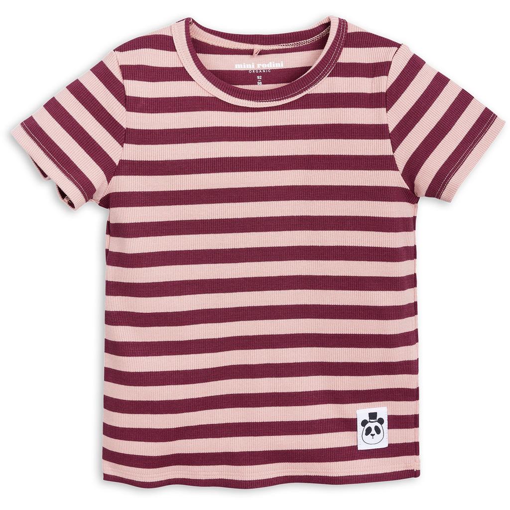 Stripe Rib Ss Tee Pink