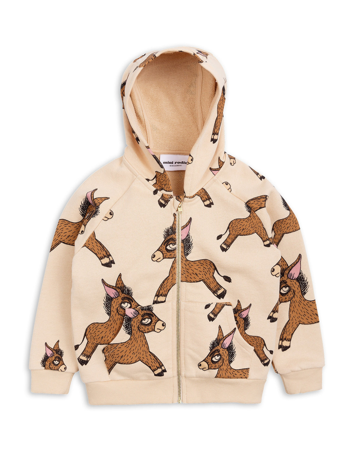 Donkey Aop Zip Hoodie Beige