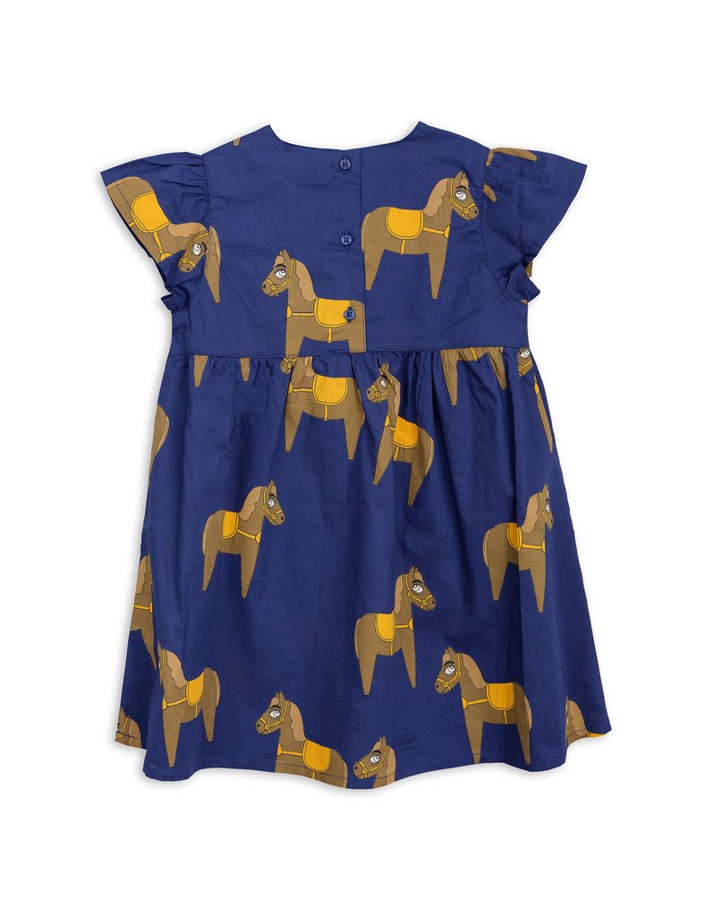 mini rodini horse dress Off-White Muslin bee woven puff sleeve dress Kids