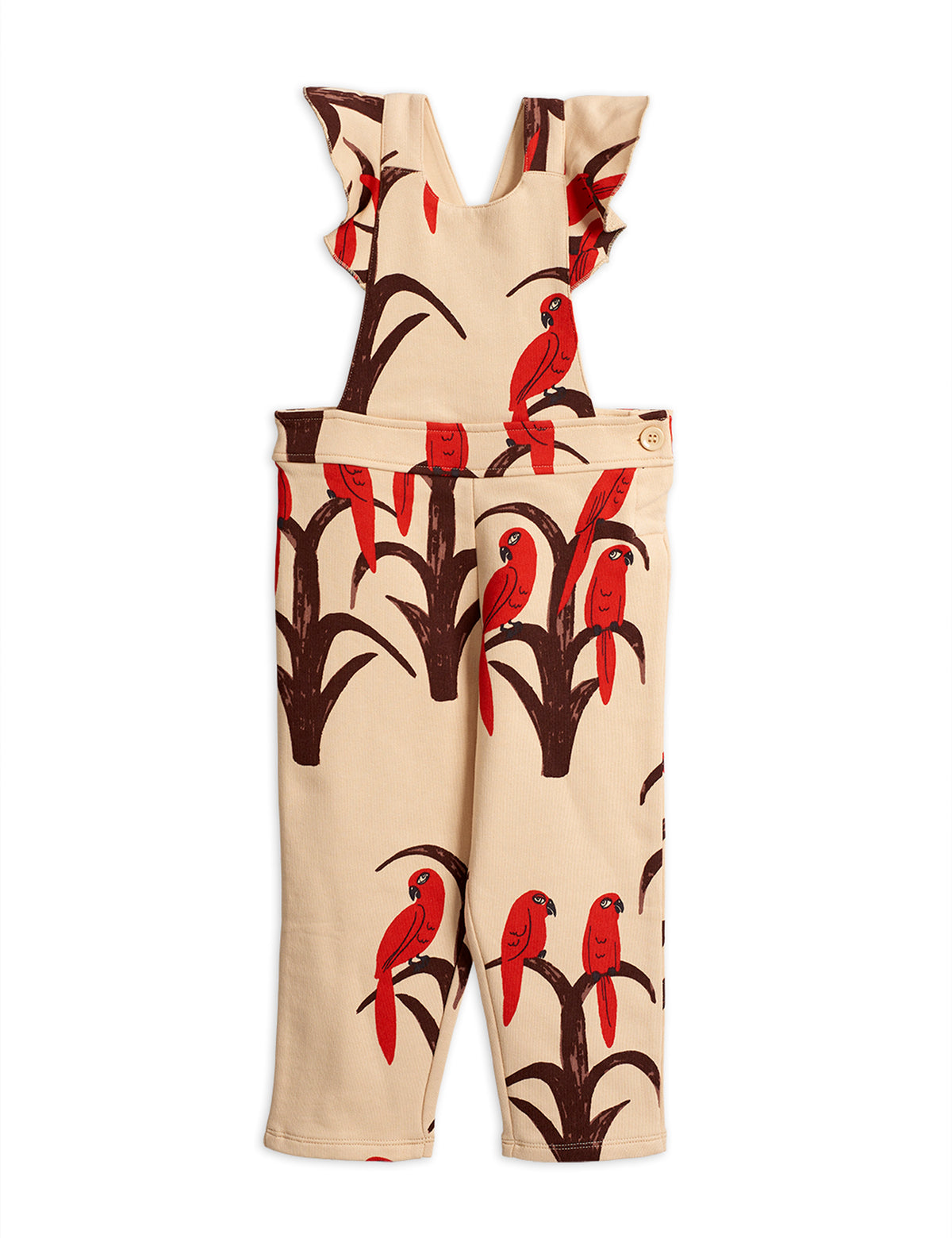 Parrot Aop Frill Dungarees Red