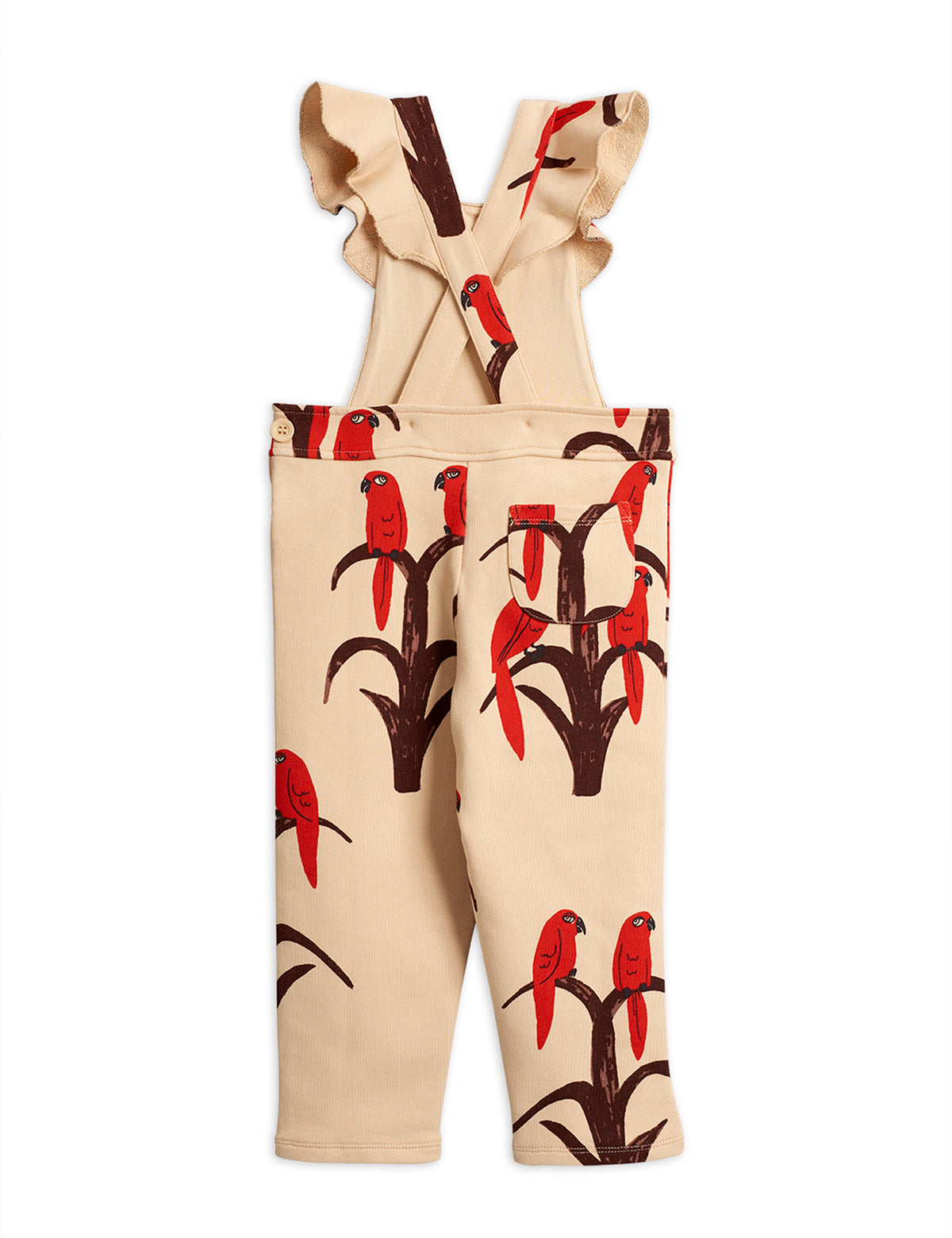 Parrot Aop Frill Dungarees Red