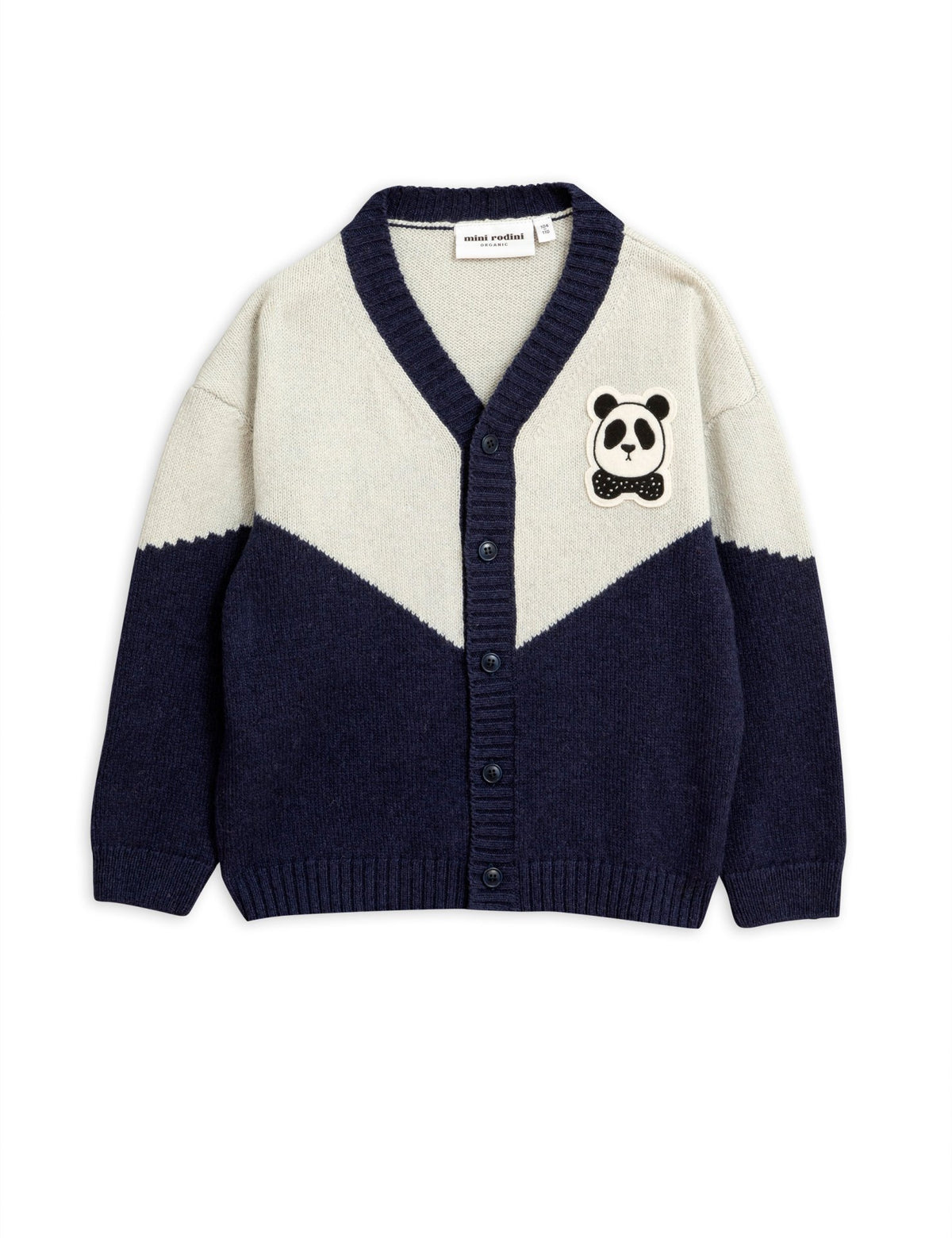 Panda Knitted Wool Cardigan Blue