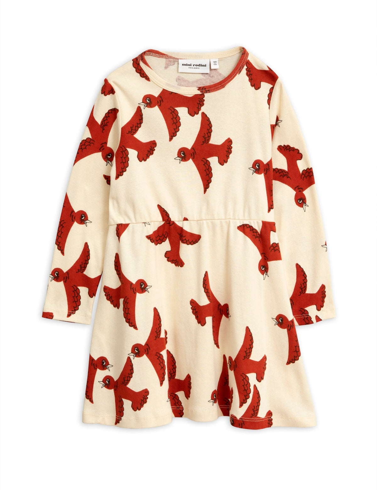Flying Birds Long sleeve Dress Off white