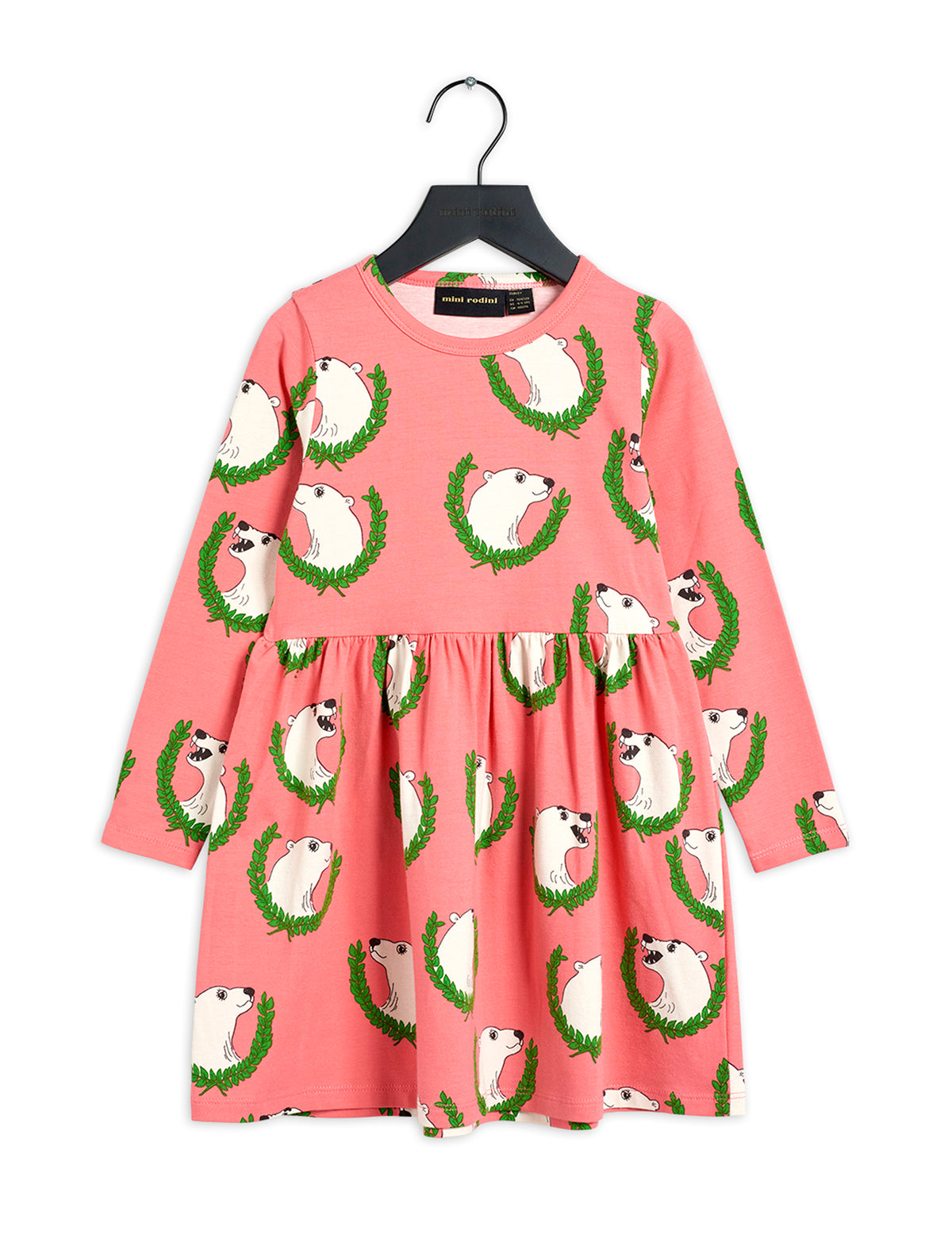 Polar Bear Aop Long Sleeve Dress Pink