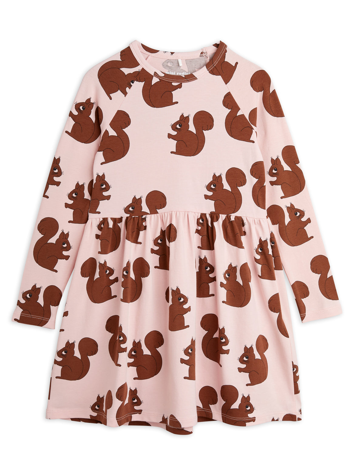 Squirrel Aop Long Sleeve Dress pink