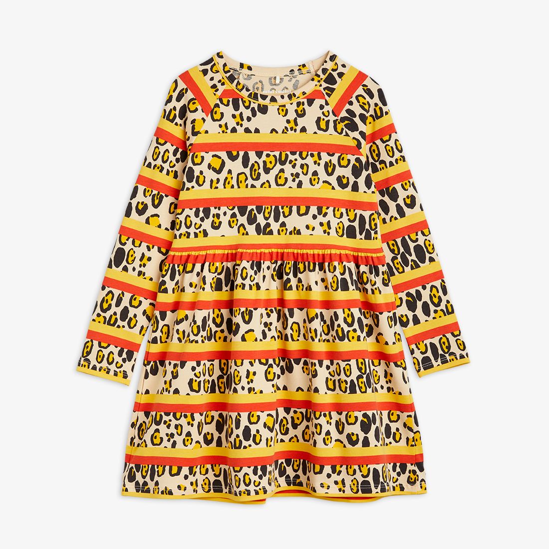 Leopard Stripe aop Long Sleeve Dress (Multi)