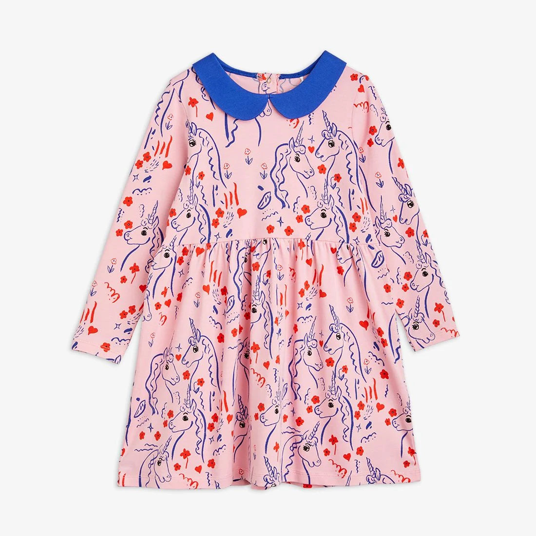 Scottish Unicorns aop Long Sleeve Dress  (Pink)