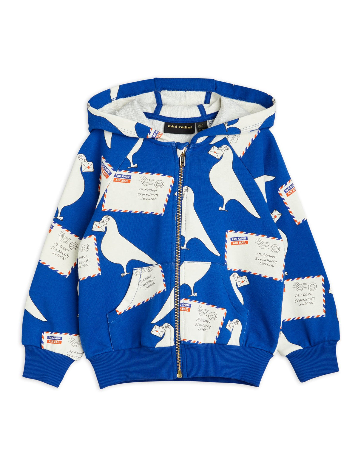 Pigeons aop zip hoodie - Blue
