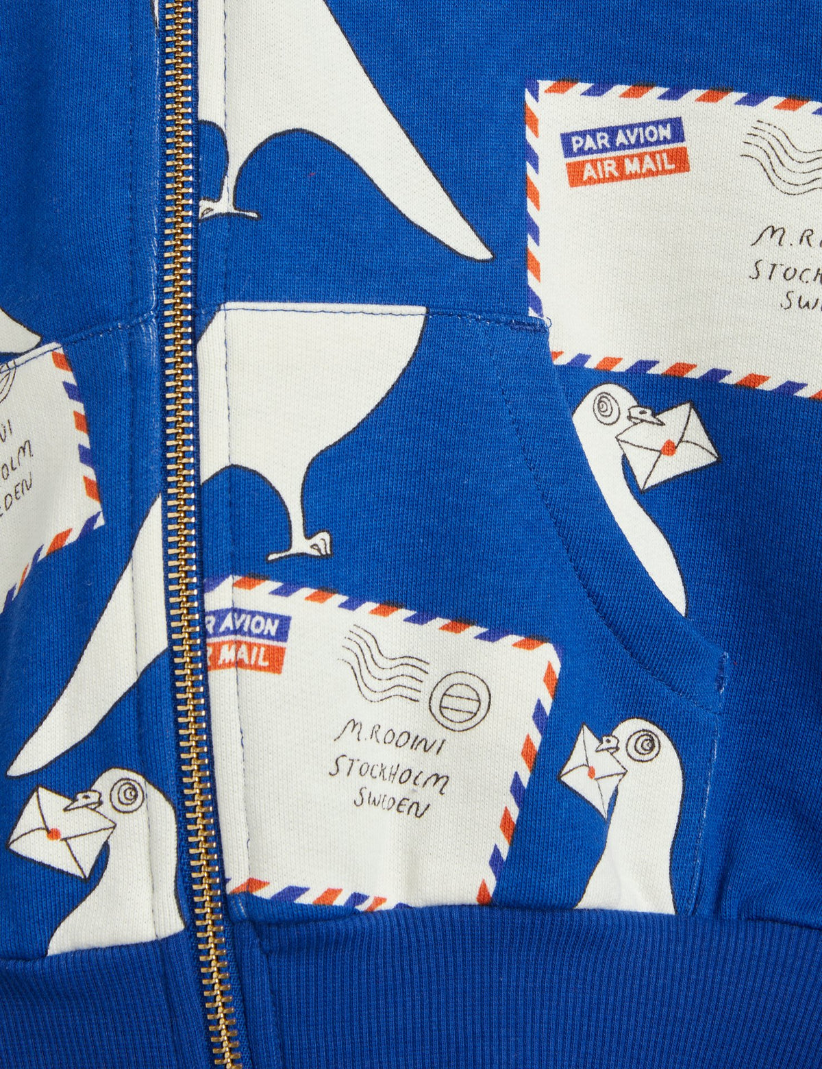 Pigeons aop zip hoodie - Blue