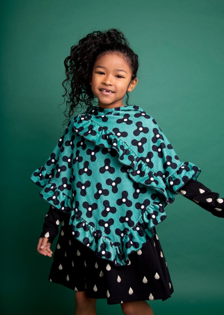 Spinning Windmills Green Velour Cape