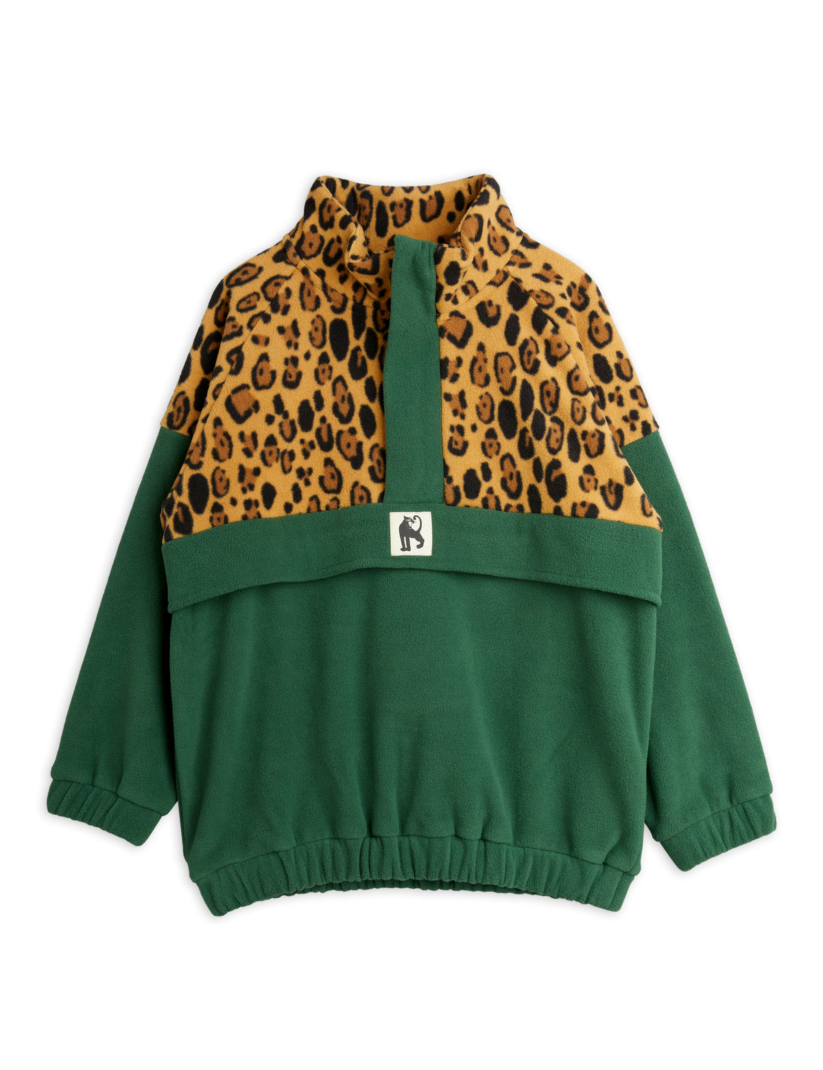 Leopard Fleece Zip Pullover green