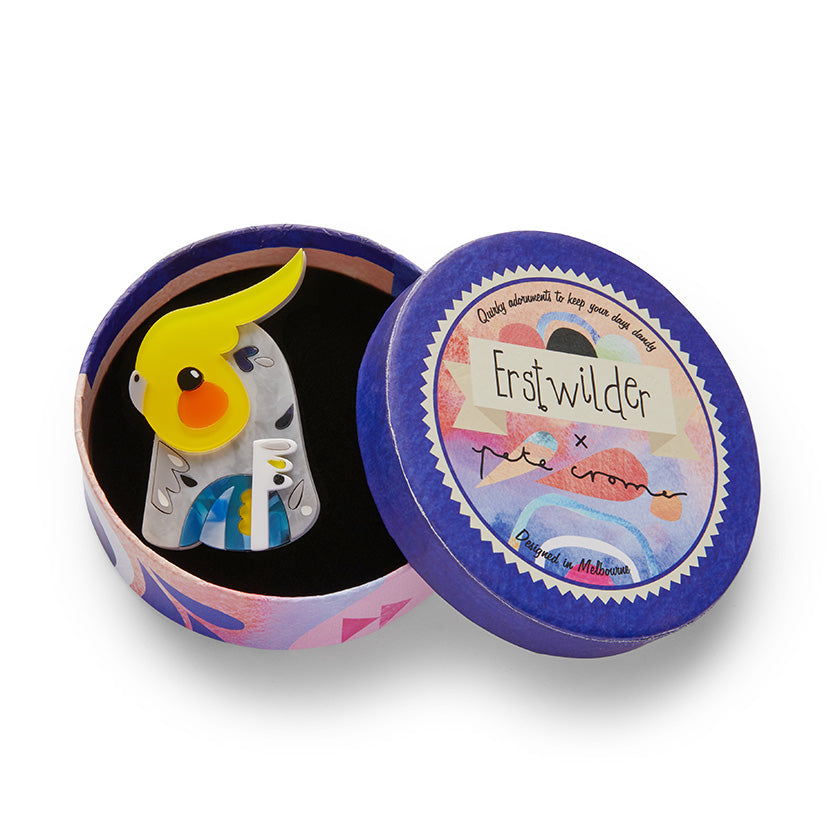 The Coy Cockatiel Brooch