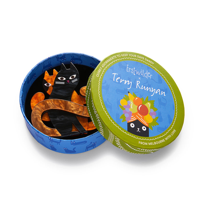 Hide and Seek Cats Brooch