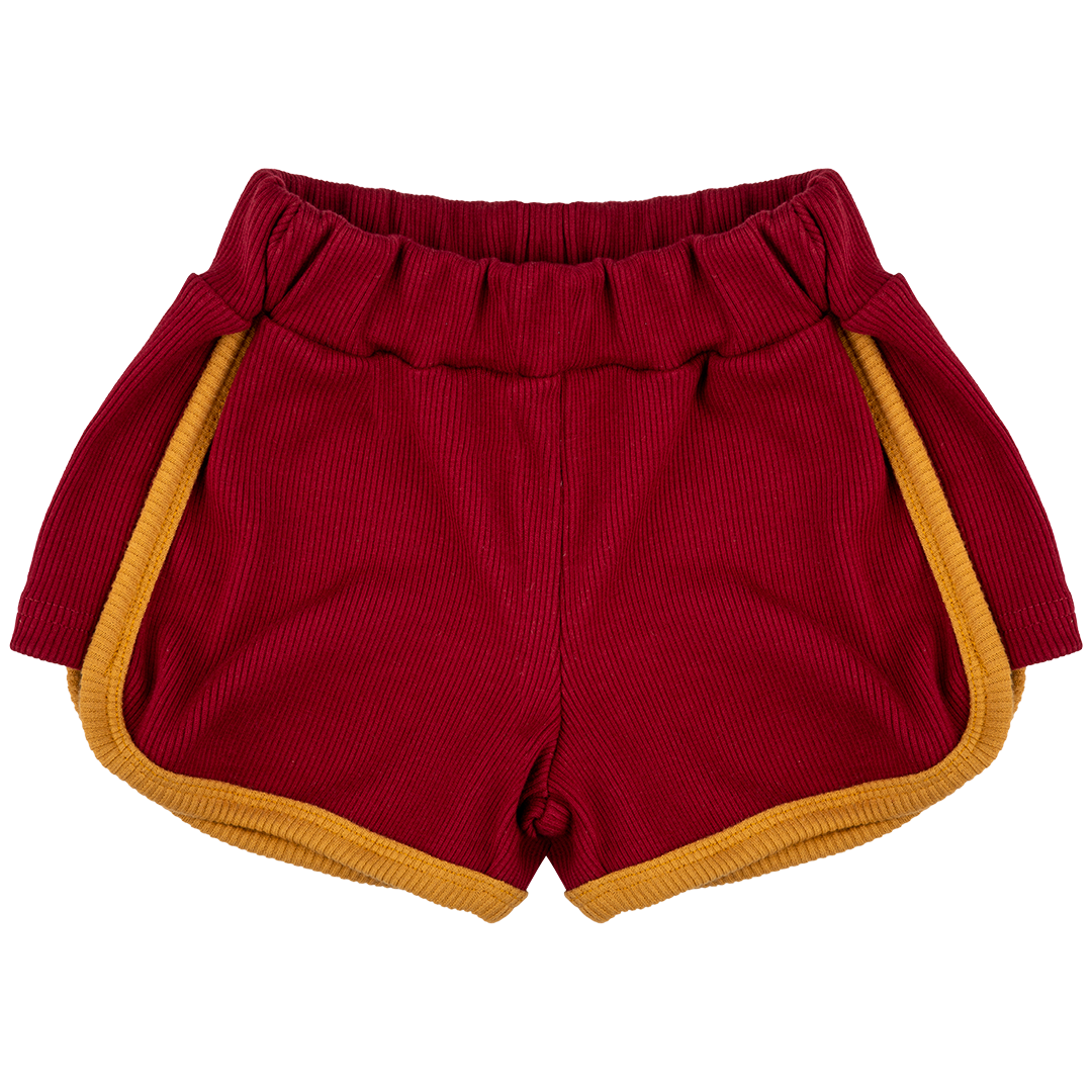 Velour Retro Shorts – Crimson